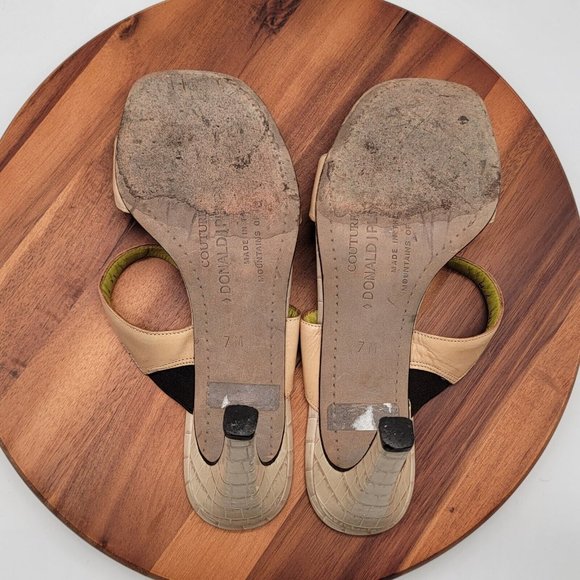 Y2K Couture Donald J Pilner Cream Python Leather Dyani Buckle SlipOn Sandal Heel - Picture 10 of 13